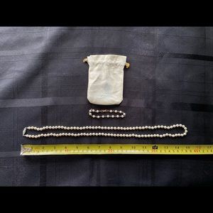 Kimono Japanese Pearl Necklace and Bracelet set